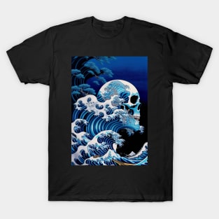 Great Wave with Goth Skull T-Shirt